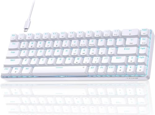 TMKB Technology Mechanical KeyBoard TMKB T68SE Gaming Keyboard, 60% Mechanical Keyboard, LED Backlit Ultra-Compact 68 Keys Wired Mini Keyboard with Separate Arrow/Control Keys for Windows Laptop PC Gamer Typist with Red Switch-White - Image 1