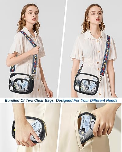 KETIEE Clear Crossbody Bag, Stadium Approved Clear Purse Bag for Concerts Sports Events Festivals （ 2 in 1， Black - Image 3