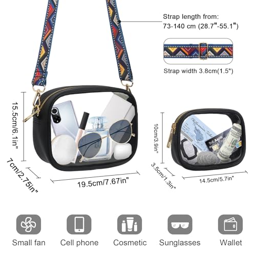 KETIEE Clear Crossbody Bag, Stadium Approved Clear Purse Bag for Concerts Sports Events Festivals （ 2 in 1， Black - Image 5