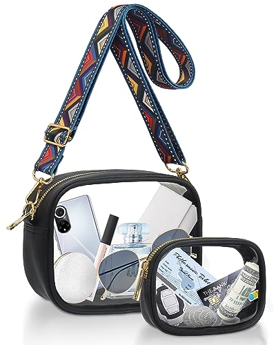 KETIEE Clear Crossbody Bag, Stadium Approved Clear Purse Bag for Concerts Sports Events Festivals （ 2 in 1， Black - Image 1