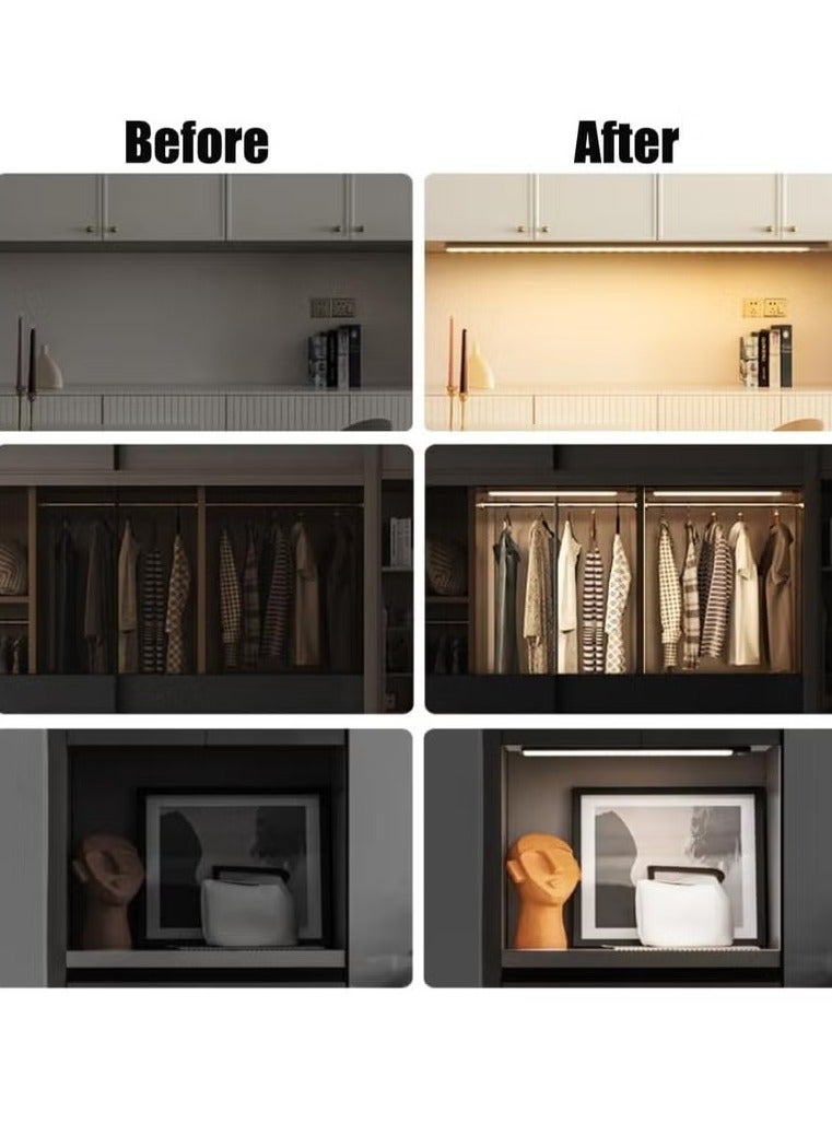 هيكوموني 30 سم مصباح LED مغناطيسي قابل لإعادة الشحن تحت الخزانة للمطبخ، مصباح خزانة ملابس LED لاسلكي 3 ألوان وخافت بدون خطوات - أبيض - Image 3