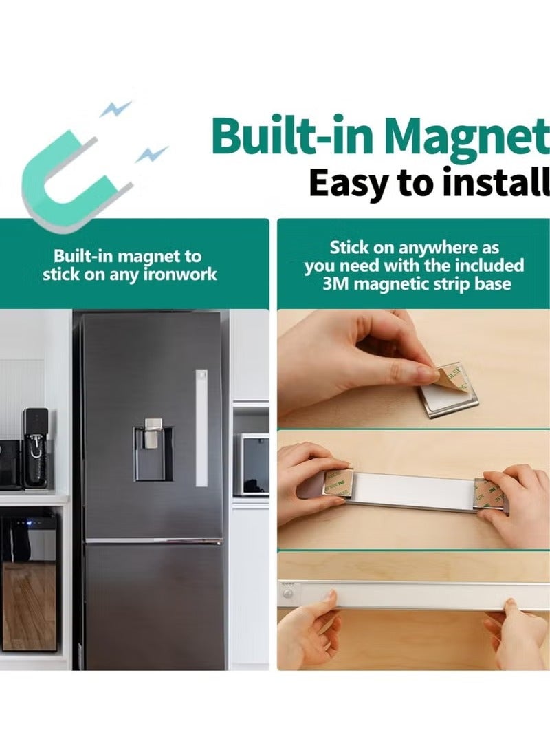 هيكوموني 30 سم مصباح LED مغناطيسي قابل لإعادة الشحن تحت الخزانة للمطبخ، مصباح خزانة ملابس LED لاسلكي 3 ألوان وخافت بدون خطوات - أبيض - Image 2