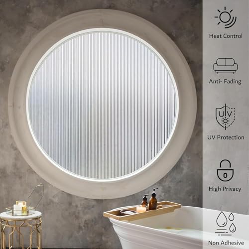 WALLTON Privacy Vinyl Frosted Window Film Glass Sticker Self-Adhesive Film Tint Wallpaper Opaque Sheet for Glass Privacy Cover Window, Door, Office, Home.| Anti-UV. (12x36 Inch, 3D Fluted) - Image 4