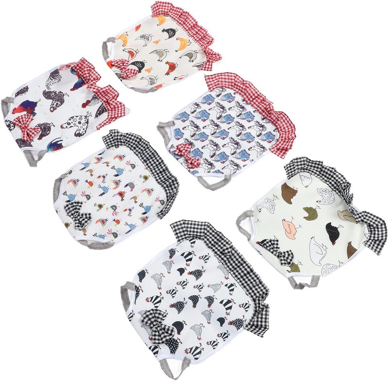 6Pcs Hen Saddle, Chicken Apron for Poultry, Breathable Canvas Wing Back Protector with Bow, Full Coverage Feather Guard for Hens Against Rooster Pecking and Claw Damage - Image 3