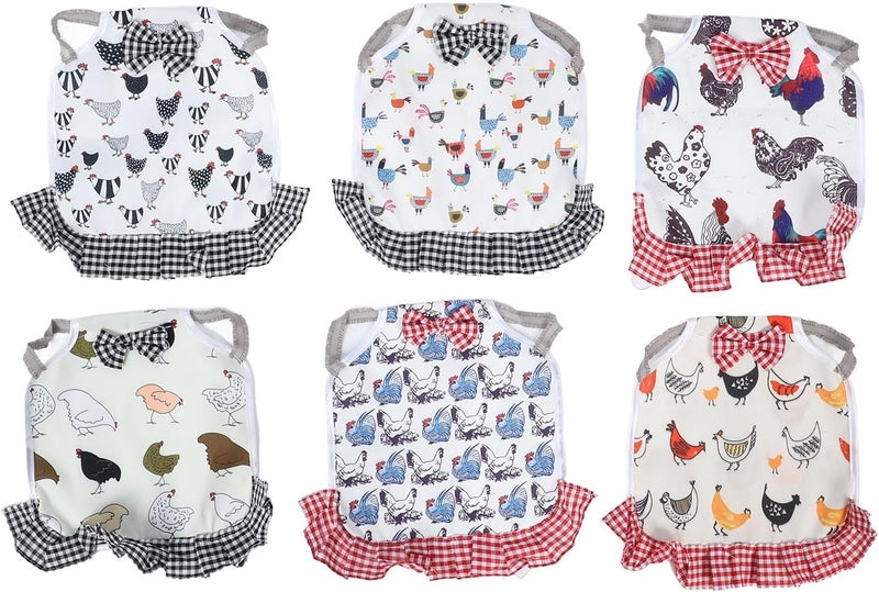 6Pcs Hen Saddle, Chicken Apron for Poultry, Breathable Canvas Wing Back Protector with Bow, Full Coverage Feather Guard for Hens Against Rooster Pecking and Claw Damage - Image 1