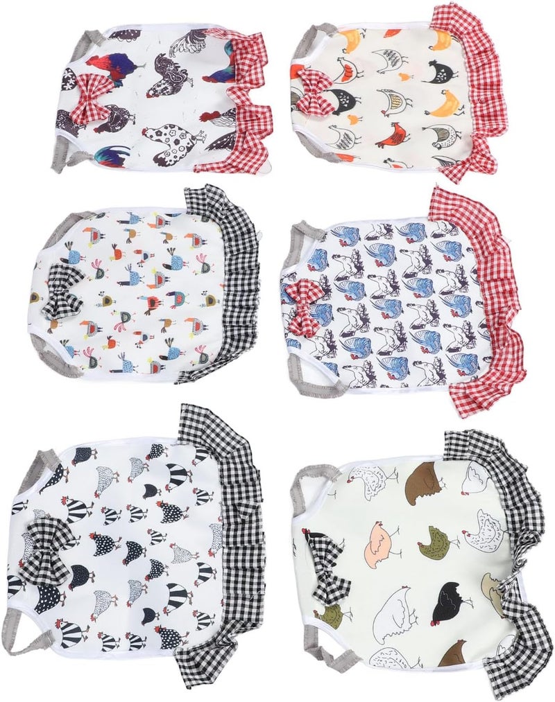 6Pcs Hen Saddle, Chicken Apron for Poultry, Breathable Canvas Wing Back Protector with Bow, Full Coverage Feather Guard for Hens Against Rooster Pecking and Claw Damage - Image 4
