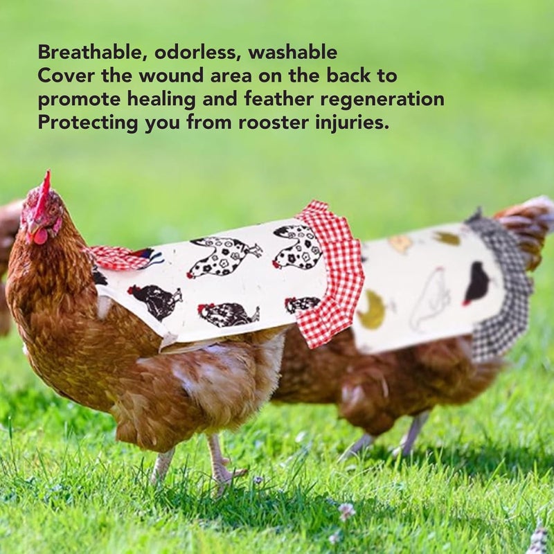 6Pcs Hen Saddle, Chicken Apron for Poultry, Breathable Canvas Wing Back Protector with Bow, Full Coverage Feather Guard for Hens Against Rooster Pecking and Claw Damage - Image 2