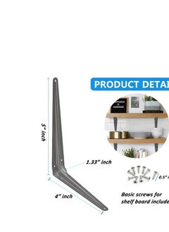 KNP KNP Grey light duty shelf brackets 8X10 INCH are designed in a tripod style providing both functional support and a sleek appearance for your shelving needs.  - Image 3