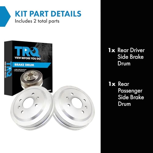 TRQ Rear Brake Drum Pair Set Compatible with 2005-2011 Chevy Aveo / 2006-2011 Chevy Aveo 5/2007-2010 Pontiac G3 / 2013-2019 Chevy Spark / 2005-2008 Pontiac Wave - Image 2