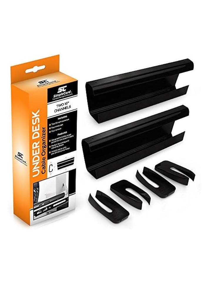 PROMASS Simple Cord Under Desk Cable Organizer Cord Cover - Cable Management Channel to Hide Power Strips, Wires, Power Supplies, Surge Protectors, Cables or Cords at Home or Office - Promass Black - Image 1