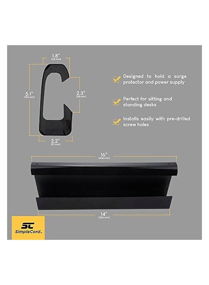 PROMASS Simple Cord Under Desk Cable Organizer Cord Cover - Cable Management Channel to Hide Power Strips, Wires, Power Supplies, Surge Protectors, Cables or Cords at Home or Office - Promass Black - Image 2
