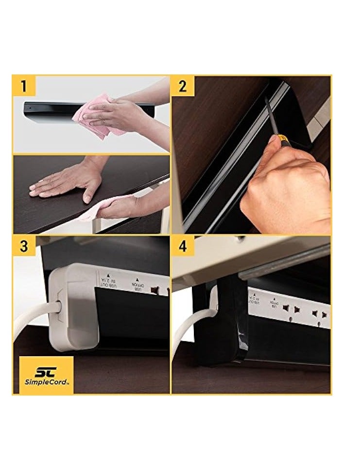 PROMASS Simple Cord Under Desk Cable Organizer Cord Cover - Cable Management Channel to Hide Power Strips, Wires, Power Supplies, Surge Protectors, Cables or Cords at Home or Office - Promass Black - Image 4