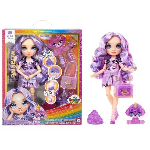 Rainbow High Violet Purple with Slime Kit Pet 11 Shimmer Posable Fashion Doll with DIY Sparkle Slime Magical Yeti Pet Fun Play Accessories Great Toy Gift for Girls Kids Ages 412 Years - Image 1