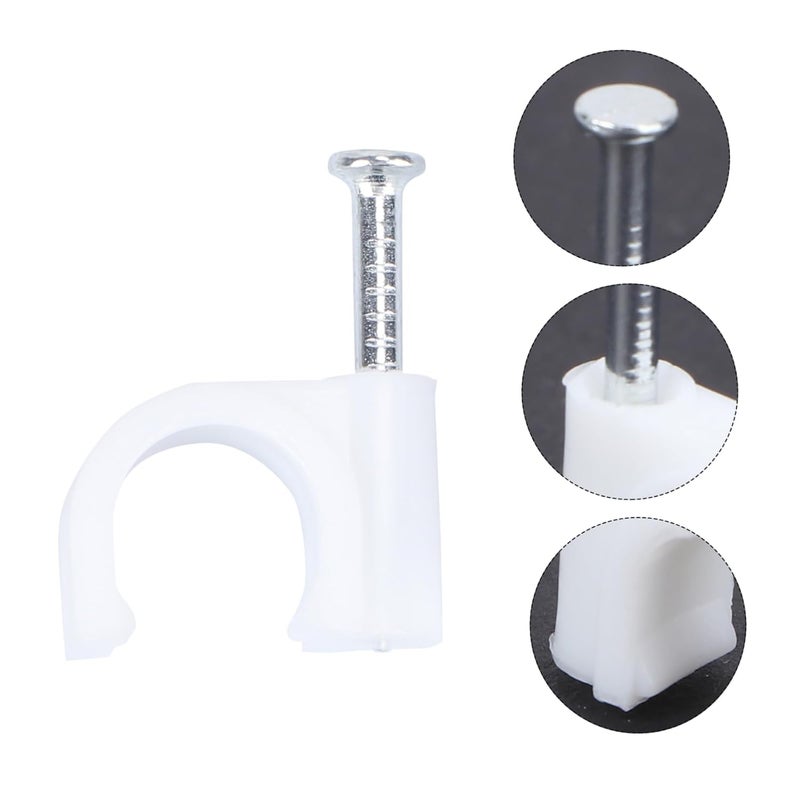 مشابك إدارة الكابلات الفولاذية 100 قطعة مشابك أسلاك مستديرة للمسامير للاستخدام الداخلي والخارجي على المكتب - Image 4