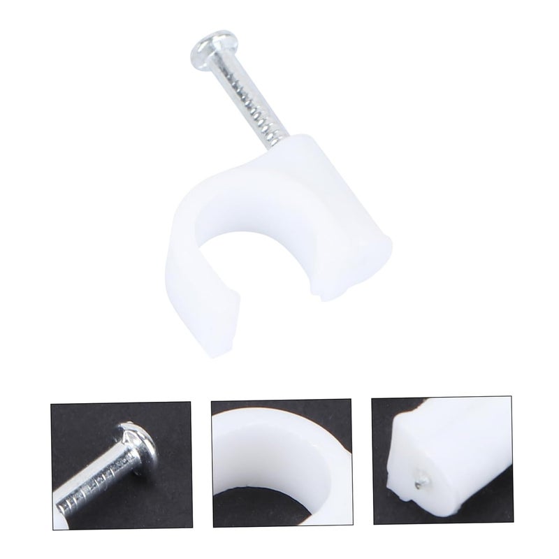 مشابك إدارة الكابلات الفولاذية 100 قطعة مشابك أسلاك مستديرة للمسامير للاستخدام الداخلي والخارجي على المكتب - Image 5