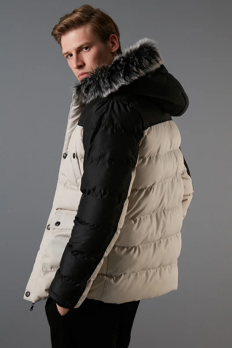Buratti Slim Fit Removable Faux Fur Hooded Puffer Coat Men's Coat 5760076