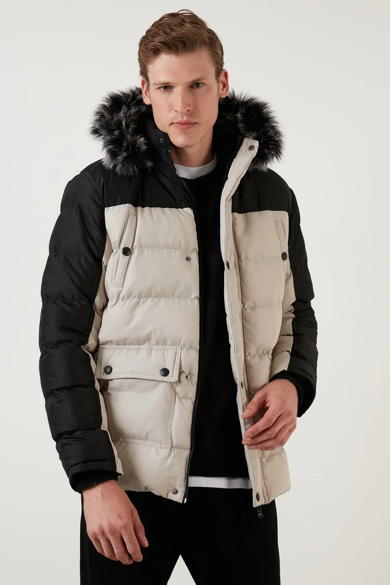 Buratti Slim Fit Removable Faux Fur Hooded Puffer Coat Men's Coat 5760076
