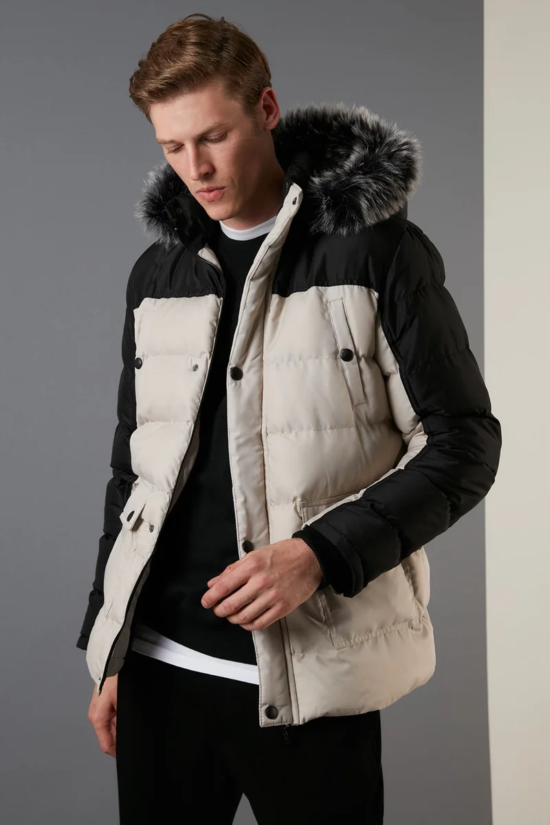 Buratti Slim Fit Removable Faux Fur Hooded Puffer Coat Men's Coat 5760076