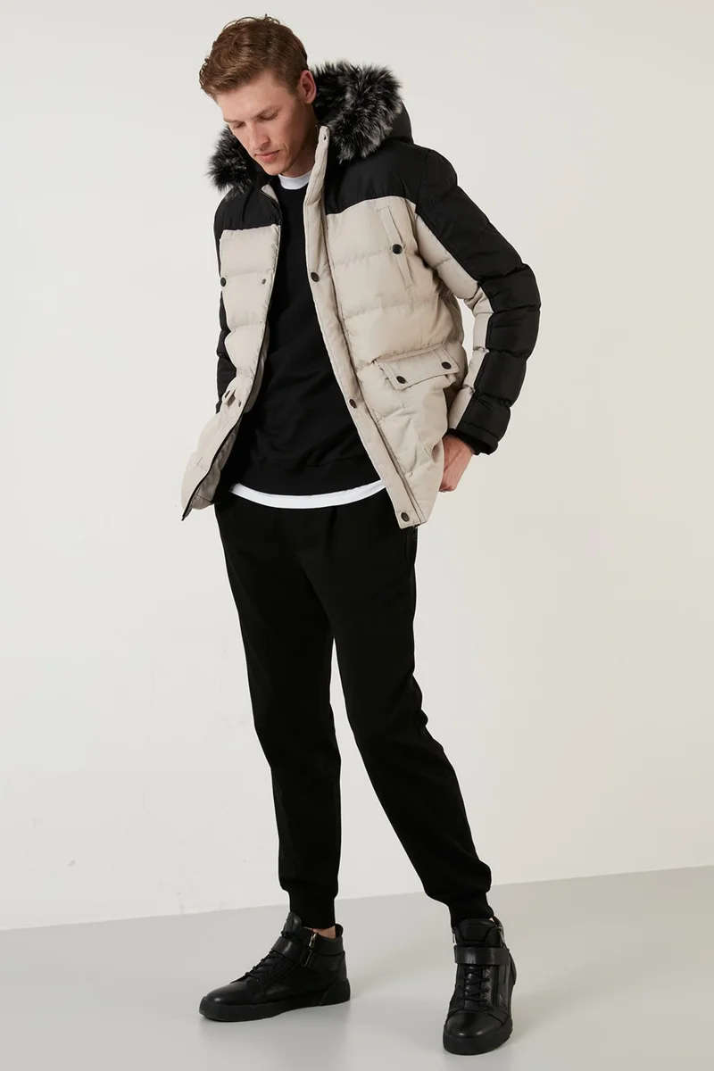 Buratti Slim Fit Removable Faux Fur Hooded Puffer Coat Men's Coat 5760076