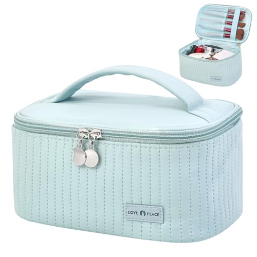 Yuilgdo Makeup Bag Travel Cosmetic Bag, Large Capacity Makeup Organizer Bag and Storage, Portable PU Leather Pouch Toiletry Bag Make up Organizer, Cosmetic Bags for Women - Image 1