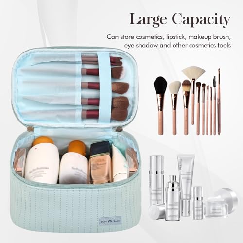Yuilgdo Makeup Bag Travel Cosmetic Bag, Large Capacity Makeup Organizer Bag and Storage, Portable PU Leather Pouch Toiletry Bag Make up Organizer, Cosmetic Bags for Women - Image 2