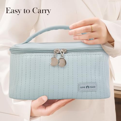 Yuilgdo Makeup Bag Travel Cosmetic Bag, Large Capacity Makeup Organizer Bag and Storage, Portable PU Leather Pouch Toiletry Bag Make up Organizer, Cosmetic Bags for Women - Image 4