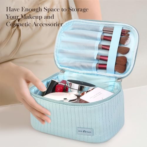 Yuilgdo Makeup Bag Travel Cosmetic Bag, Large Capacity Makeup Organizer Bag and Storage, Portable PU Leather Pouch Toiletry Bag Make up Organizer, Cosmetic Bags for Women - Image 5