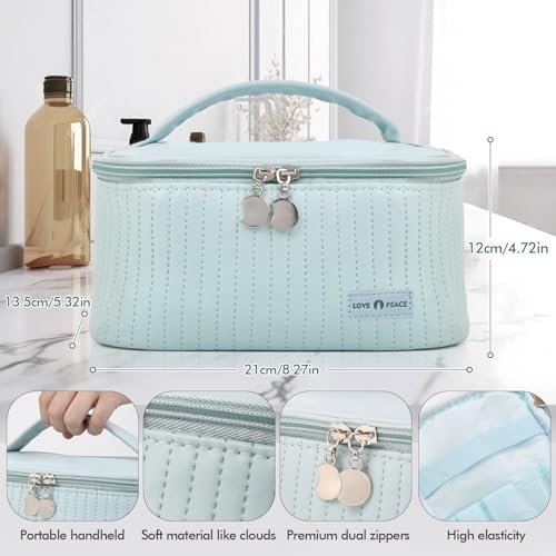 Yuilgdo Makeup Bag Travel Cosmetic Bag, Large Capacity Makeup Organizer Bag and Storage, Portable PU Leather Pouch Toiletry Bag Make up Organizer, Cosmetic Bags for Women - Image 3