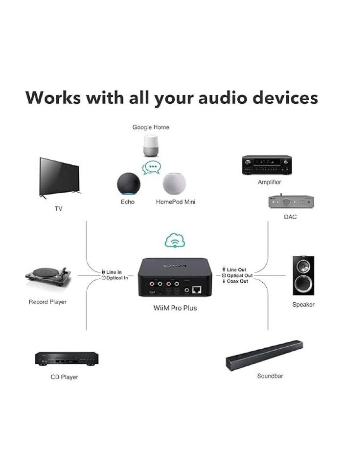 WiiM - WiiM Pro Plus AirPlay 2 Receiver, Chromecast Audio, Multiroom Streamer with Premium AKM DAC, Voice Remote, Works with Alexa/Siri/Google, Stream Hi-Res Audio from Spotify,  Tidal and More - Image 1