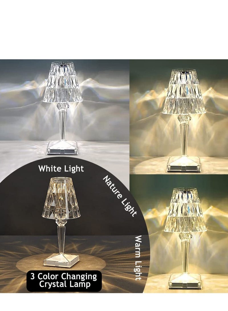 SYOSI Crystal Table Lamp Touching Control Rose Crystal Lamp, Rechargeable Crystal Diamond Table Lamps with 3 Color Changing Light, Acrylic Table Lamp Modern Style Bedside Lamp for Bedroom,Office,Bar,Wedding - Image 4
