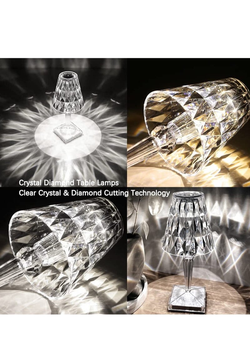 SYOSI Crystal Table Lamp Touching Control Rose Crystal Lamp, Rechargeable Crystal Diamond Table Lamps with 3 Color Changing Light, Acrylic Table Lamp Modern Style Bedside Lamp for Bedroom,Office,Bar,Wedding - Image 2