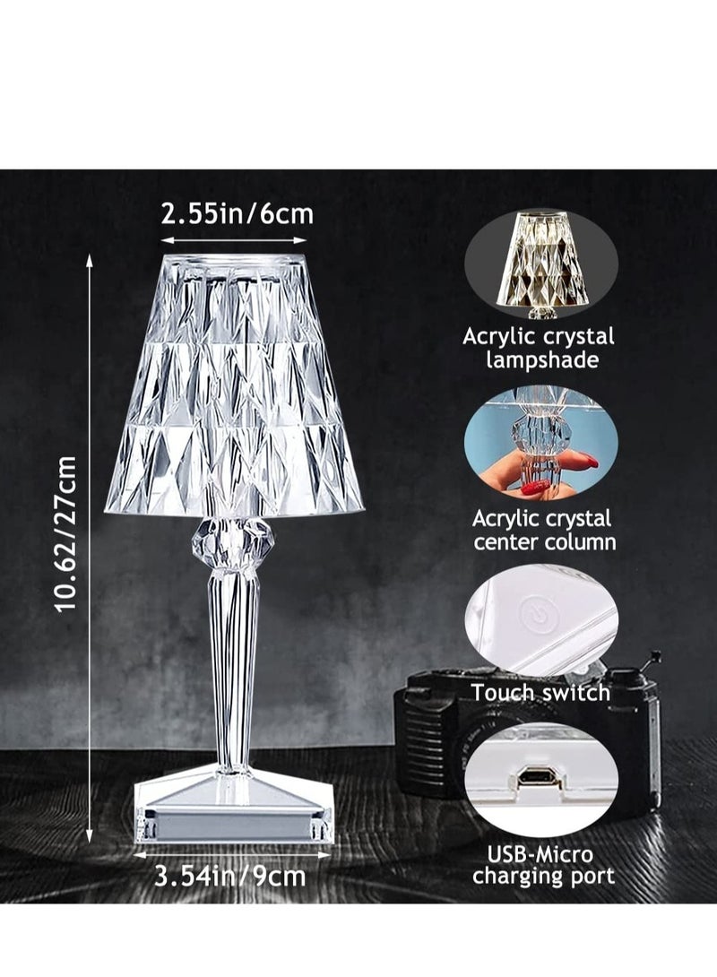 SYOSI Crystal Table Lamp Touching Control Rose Crystal Lamp, Rechargeable Crystal Diamond Table Lamps with 3 Color Changing Light, Acrylic Table Lamp Modern Style Bedside Lamp for Bedroom,Office,Bar,Wedding - Image 5
