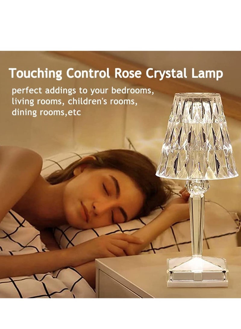 SYOSI Crystal Table Lamp Touching Control Rose Crystal Lamp, Rechargeable Crystal Diamond Table Lamps with 3 Color Changing Light, Acrylic Table Lamp Modern Style Bedside Lamp for Bedroom,Office,Bar,Wedding - Image 3