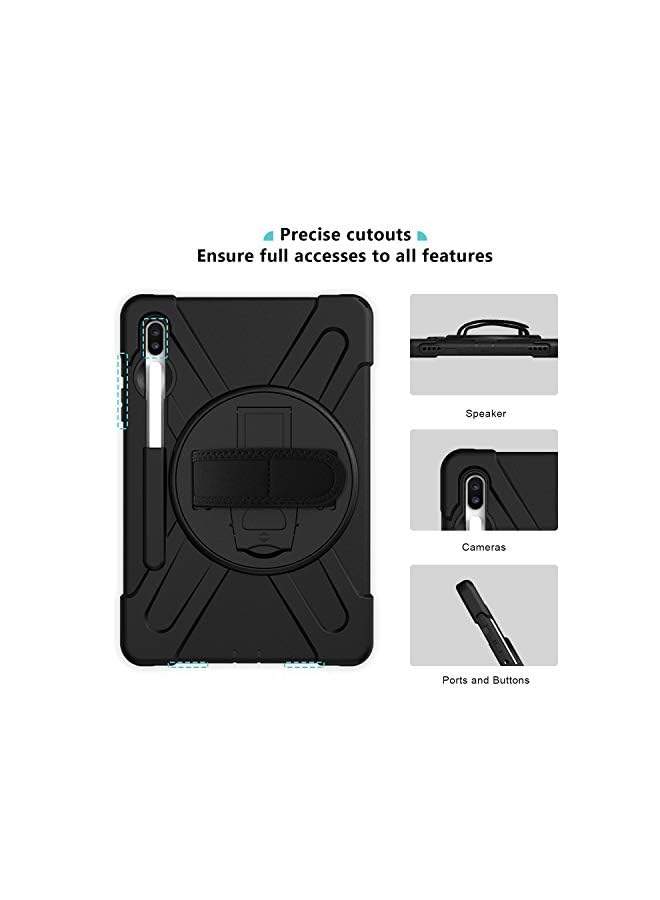 Procases Galaxy Tab S6 10.5” 2019 Case With S Pen Holder (Model Sm-T860/T865/T867), Rugged Heavy Duty Shockproof Case With Hand Strap Rotating Kickstand Protective Cover Case –Black - Image 4