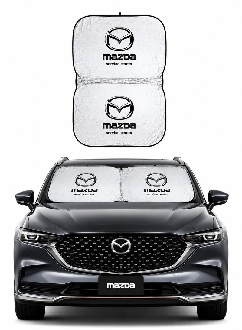 MAZDA Car Windshield Sunshade, Car Sun Shade UV Rays and Heat Protector Sun Visor Foldable Keep Your Vehicle Cool Blocks UV Rays - Image 1