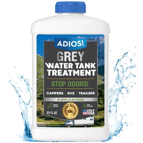Adios! RV Grey Water Tank Treatment and Cleaner, Enzyme Deodorizer for Sink Drains for Camper Gray Tanks - Image 1