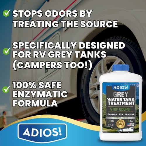 Adios! RV Grey Water Tank Treatment and Cleaner, Enzyme Deodorizer for Sink Drains for Camper Gray Tanks - Image 2