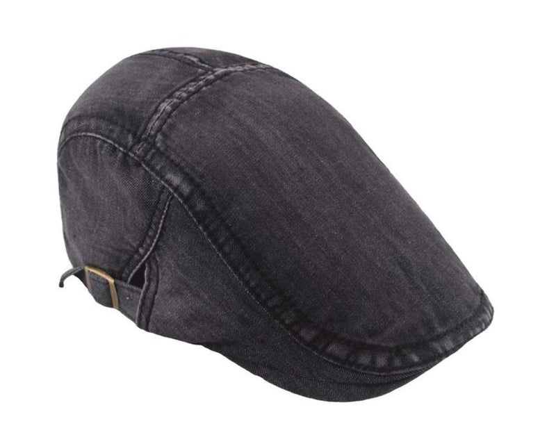 Quanhaigou Unisex Denim Newsboy Hats Flat Ivy Gatsby Cabbie Driving Berets Hat Cotton Dad Cap for Men Women (Hat-Denim Black) - Image 2