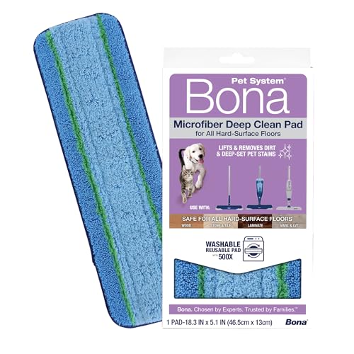 Bona Pet System Microfiber Deep Cleaning Pad for MultiSurface Floors Washable and Reusable Safe on Hardwood Floors Lifts Removes Heavy Dirt and Pet Mess Buildup Fits All Bona Mops - Image 1