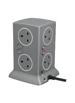 الفنار برج تمديد طاقة مع 6 مقابس و4 منفذ USB باللون الرمادي بطول 3 أمتار CE063M4AC19-CH214  - Image 4
