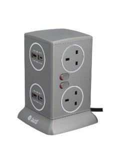 الفنار برج تمديد طاقة مع 6 مقابس و4 منفذ USB باللون الرمادي بطول 3 أمتار CE063M4AC19-CH214  - Image 2