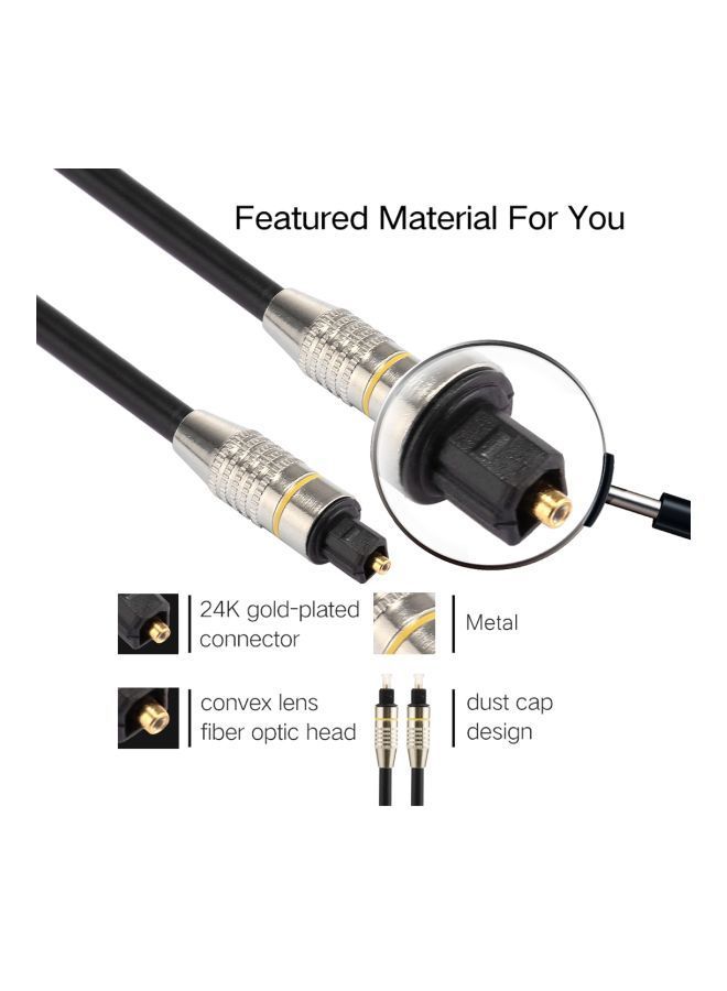NIBEMINENT Male to Digital Optical Audio Cable Black/Silver  - Image 4