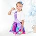 Toycost Layered Rainbow Tutu Skirt Costumes Set with Hair Bows Clips and Satin Sash for Girls Birthday Party Dress up PurpleBlueRose Rainbow M2t4t - Image 3