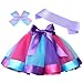 Toycost Layered Rainbow Tutu Skirt Costumes Set with Hair Bows Clips and Satin Sash for Girls Birthday Party Dress up PurpleBlueRose Rainbow M2t4t - Image 2