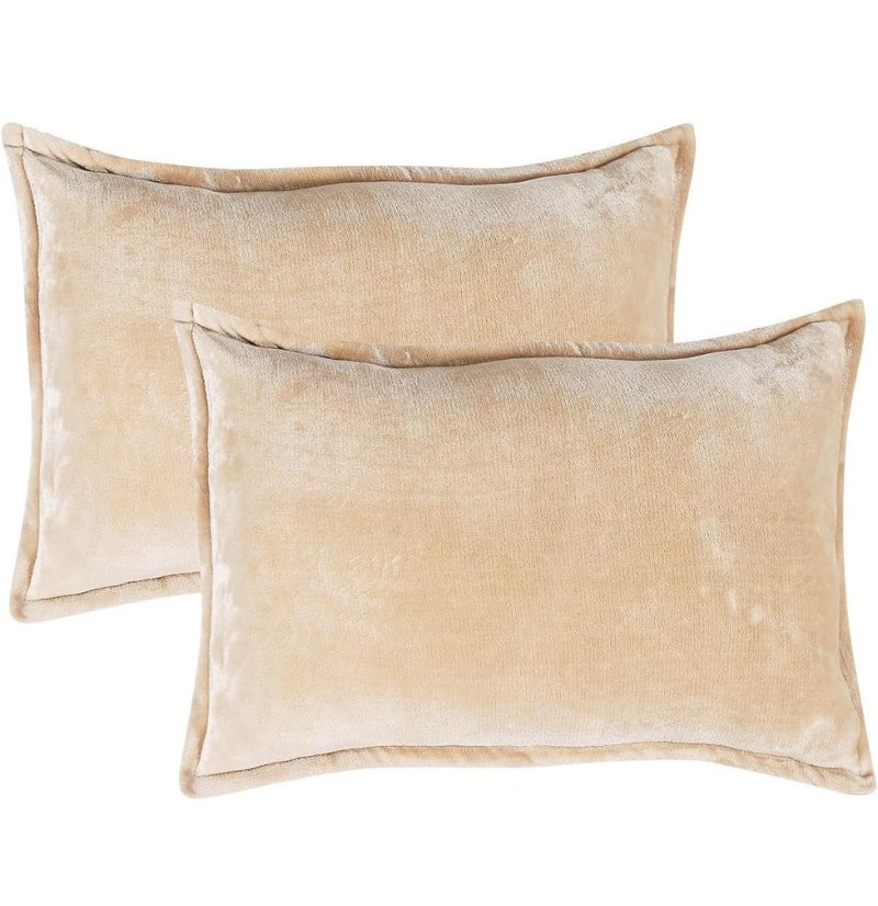 S&S Sands® Premium Ultra Soft Woollen Pillow Cover Set of 2 for Winter with Zipper Closure, Cozy Pillow Case Perfect for Warmth, Flannel Warm Pillowcases, King size-18X28 Inches (Beige) - Image 1