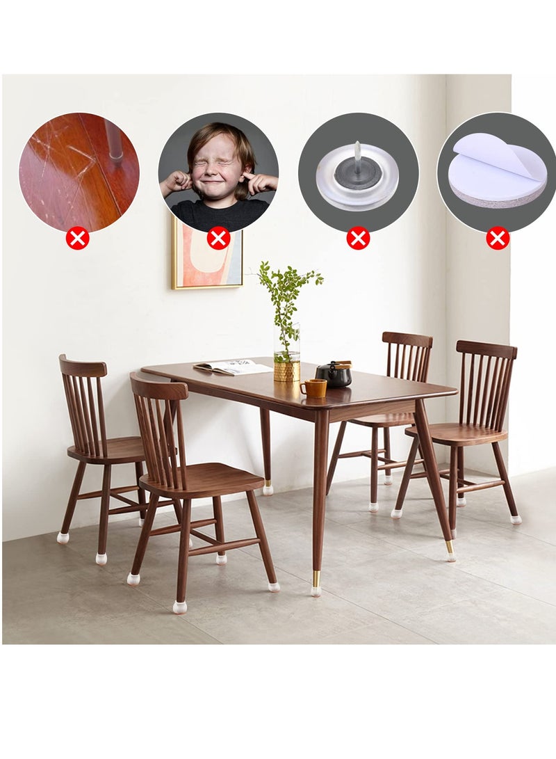 16Pcs Small Chair Leg Floor Protectors Furniture Sliders Felt Bottom Silicone Leg Caps 1.5" Translucent Chair Feet Cover Square for Protecting Hardwood Tile Floors from Scratches and Noise - Image 3