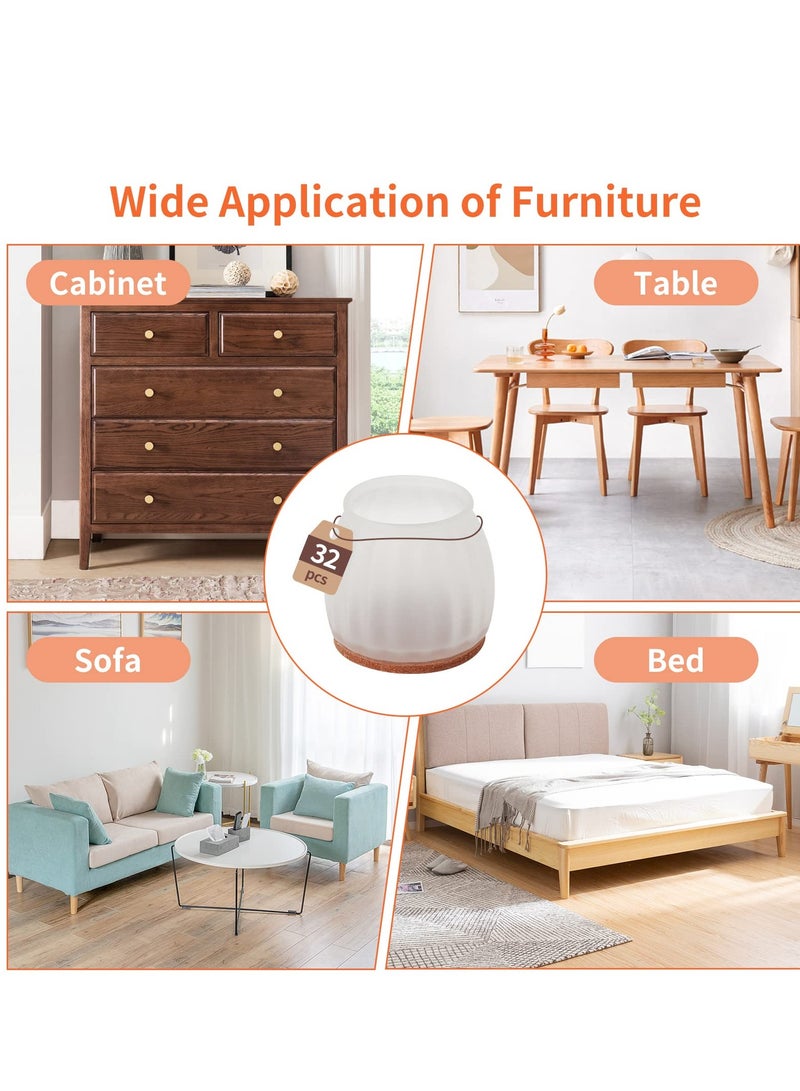 16Pcs Small Chair Leg Floor Protectors Furniture Sliders Felt Bottom Silicone Leg Caps 1.5" Translucent Chair Feet Cover Square for Protecting Hardwood Tile Floors from Scratches and Noise - Image 2