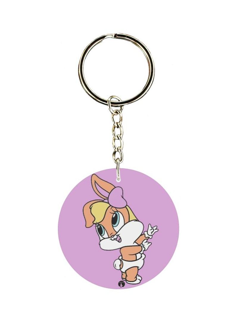 Double Sided Cartoon Rabbit Printed Keychain