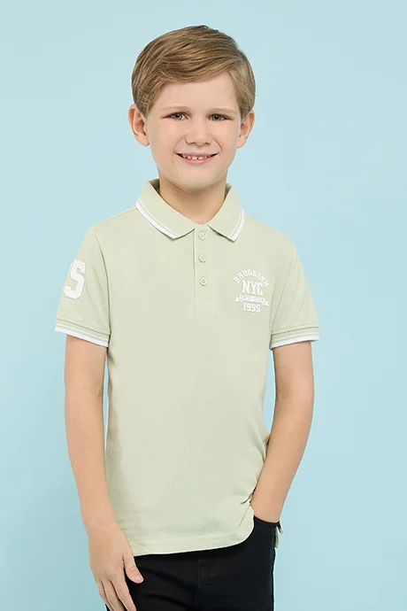 أر أند بي Print Detail Polo T-Shirt with Short Sleeves
