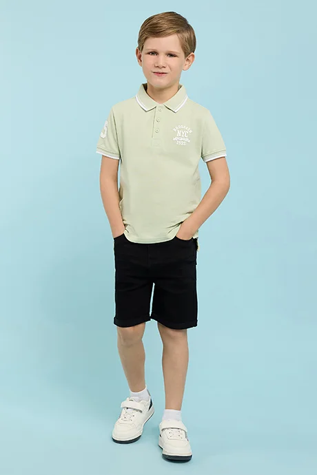 أر أند بي Print Detail Polo T-Shirt with Short Sleeves